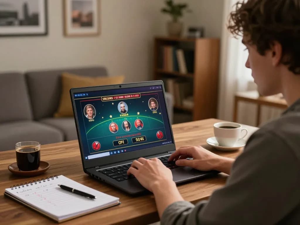 Engaged player enjoying online casino games at trang chủ F168 in a cozy home setting.