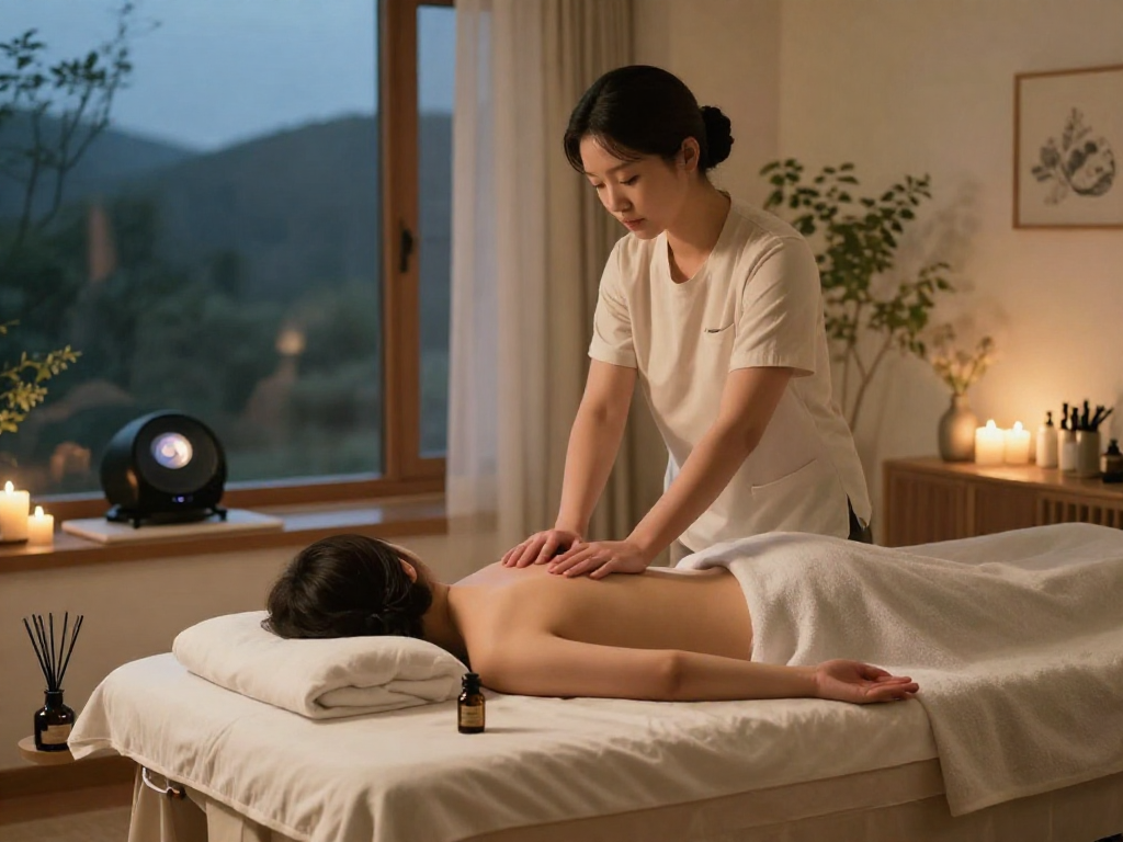 Experience premium 의정부출장마사지 in a calming home setting with soothing lights and relaxing atmosphere.