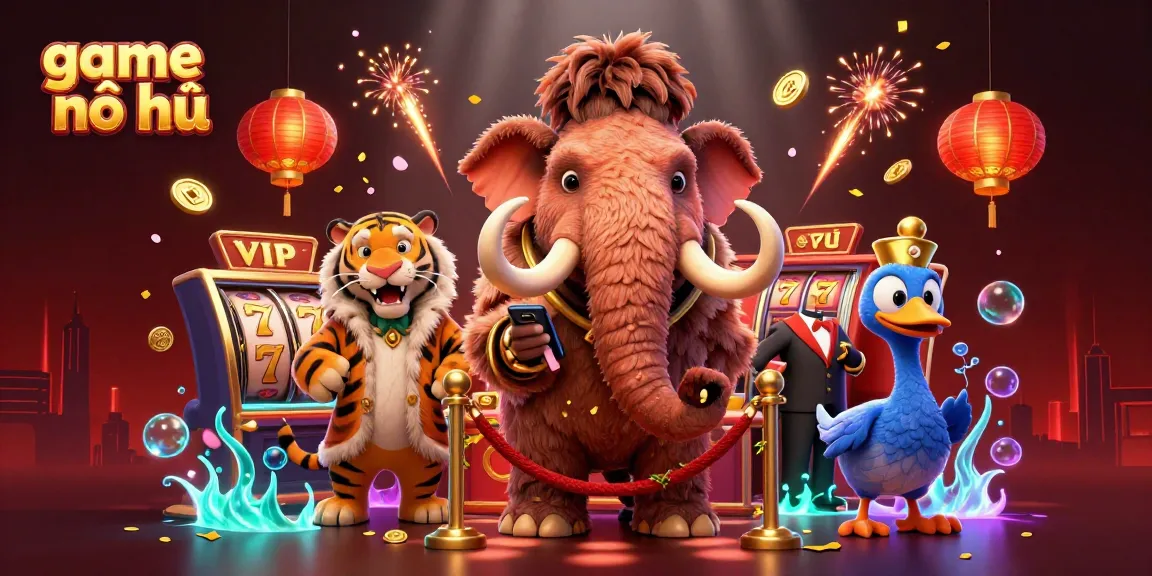 Engage in the thrilling game nổ hũ with exclusive casino VIP bouncers and dynamic visual effects in this vibrant illustration.