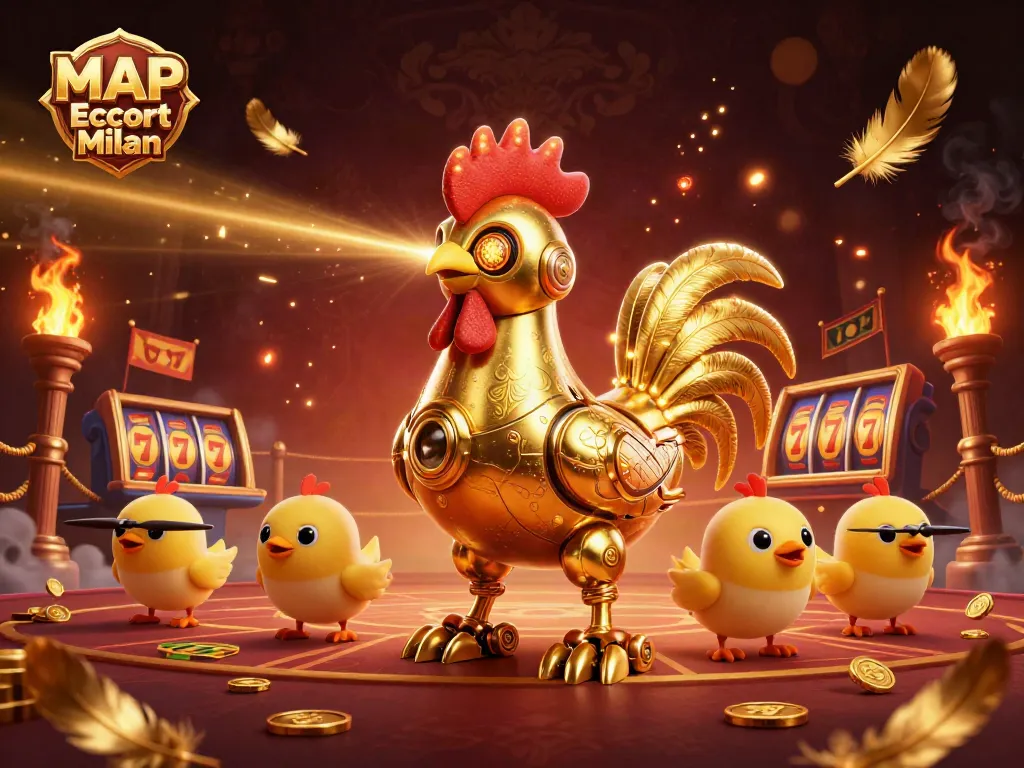 Experience excitement with MAP Escort Milan as golden coins and slot reels spin amidst immersive casino action.