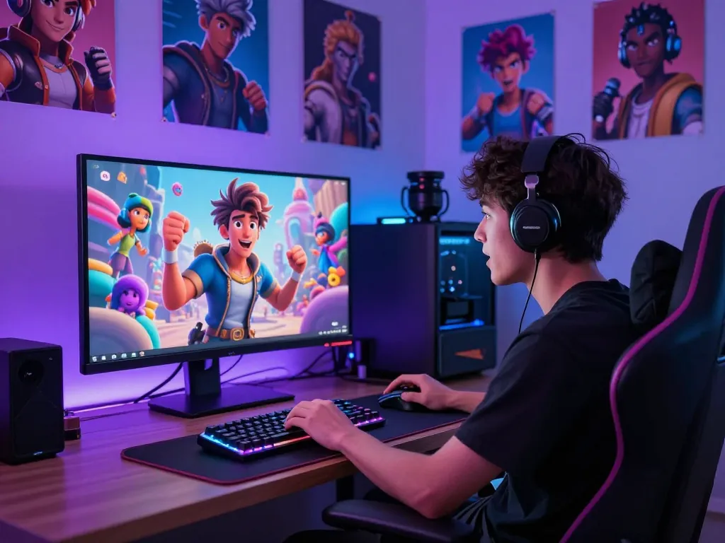 Engaging conversation with character AI nsfw displayed on vibrant monitor in dynamic gaming setup.