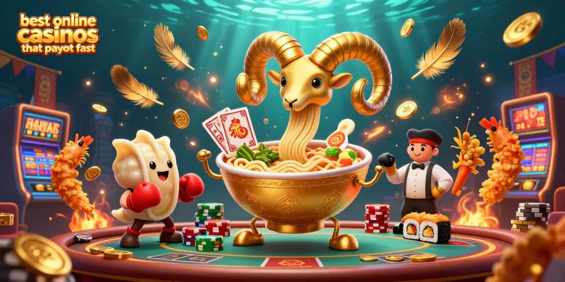 Experience the best online casinos that payout fast with a fun, animated casino scene featuring unique characters.
